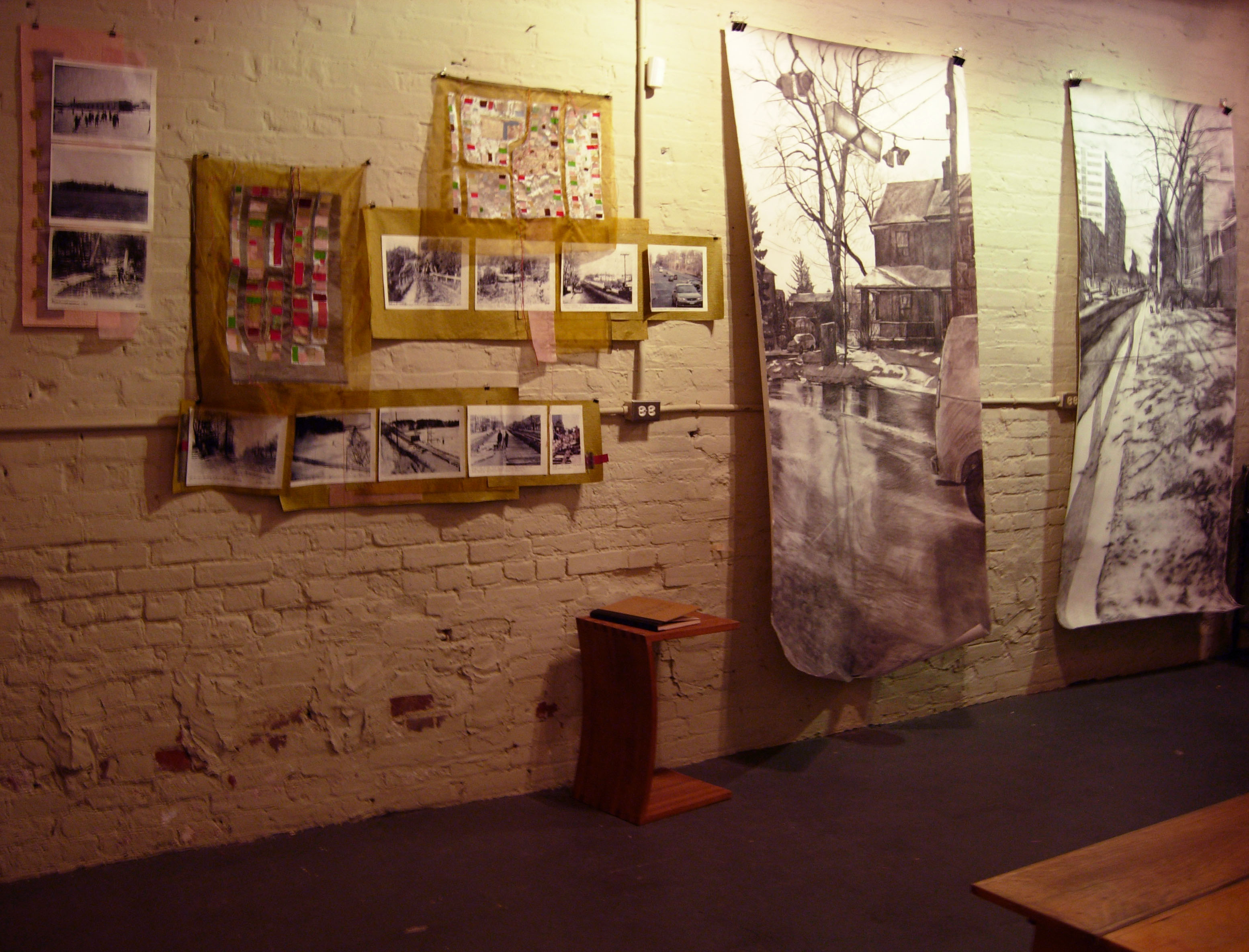 Partial view: Finding Home as installed at Type Books, Toronto, 2008